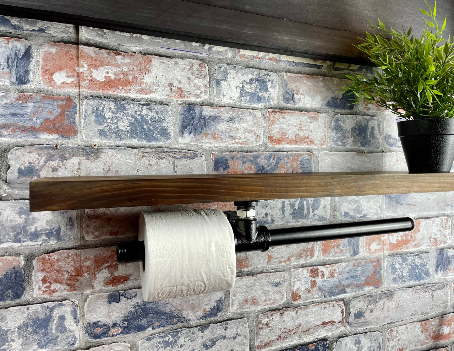 Handmade industrial style bathroom toilet roll holder & towel rail.