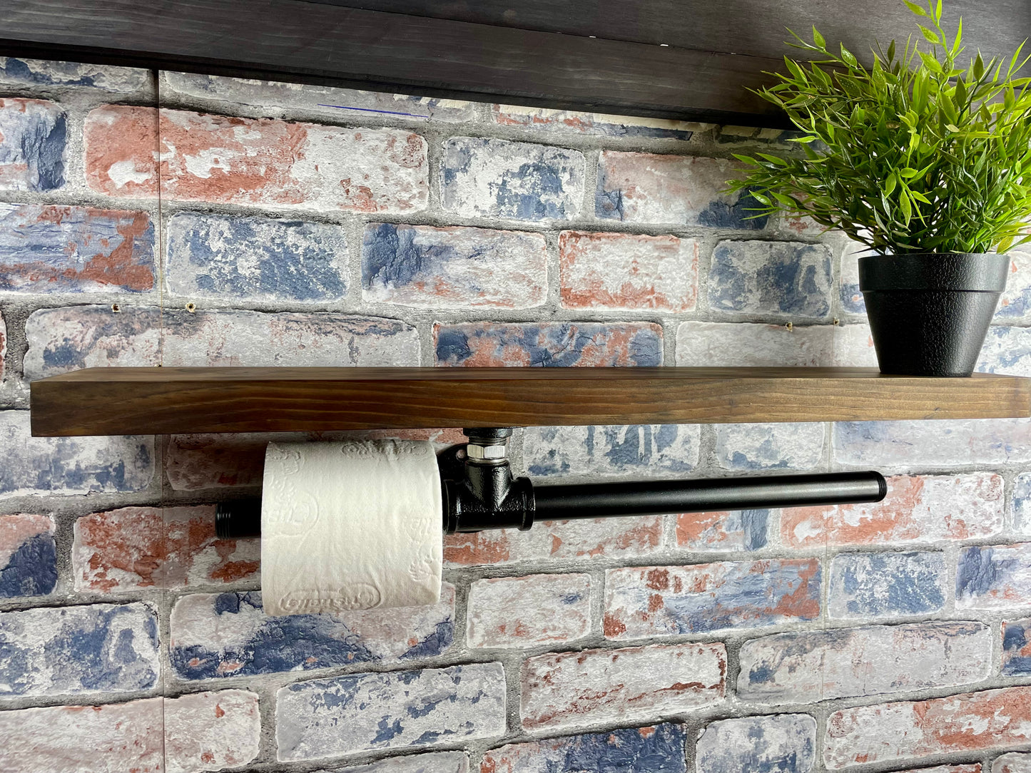 Handmade industrial style bathroom toilet roll holder & towel rail.
