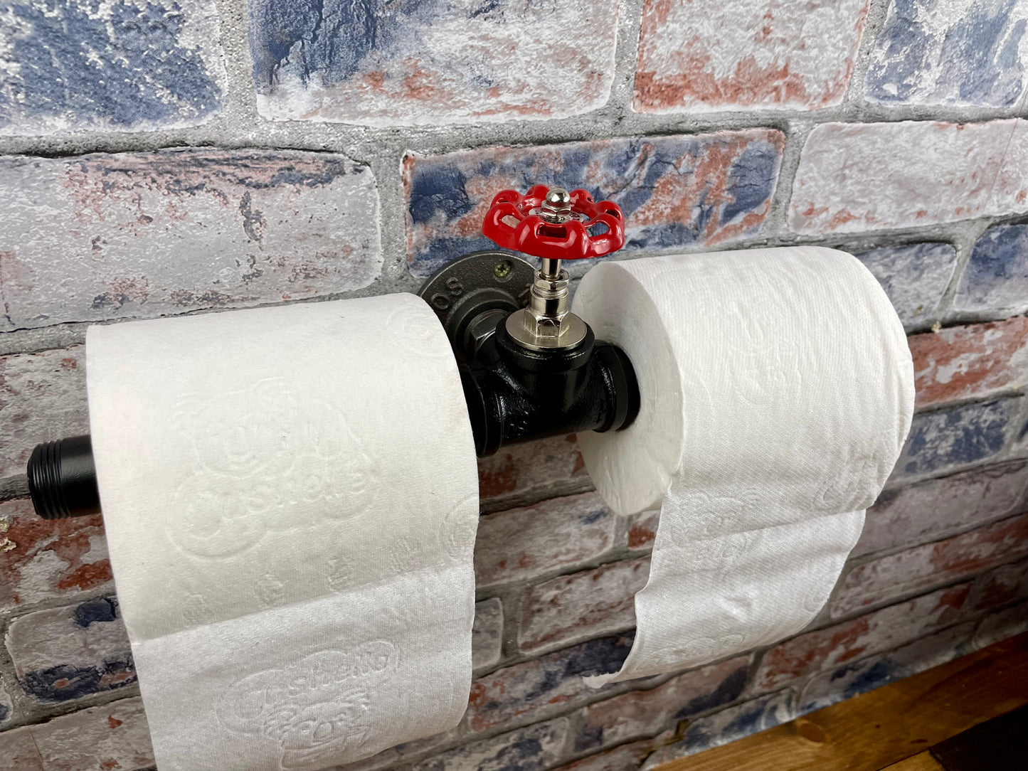 Industrial Style Pipework Double Toilet Roll Holder With Valve
Made to order industrial style metal pipework double toilet roll holder in a choice of colours. Handmade by Splintered Furniture