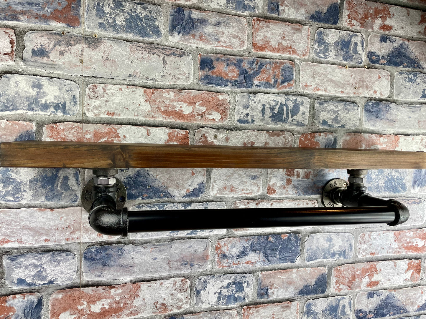 Handmade industrial style clothing rail with shelf.
Made from solid wood and metal industrial style pipework, this unit is perfect for industrial or loft living style bedrooms and hallways