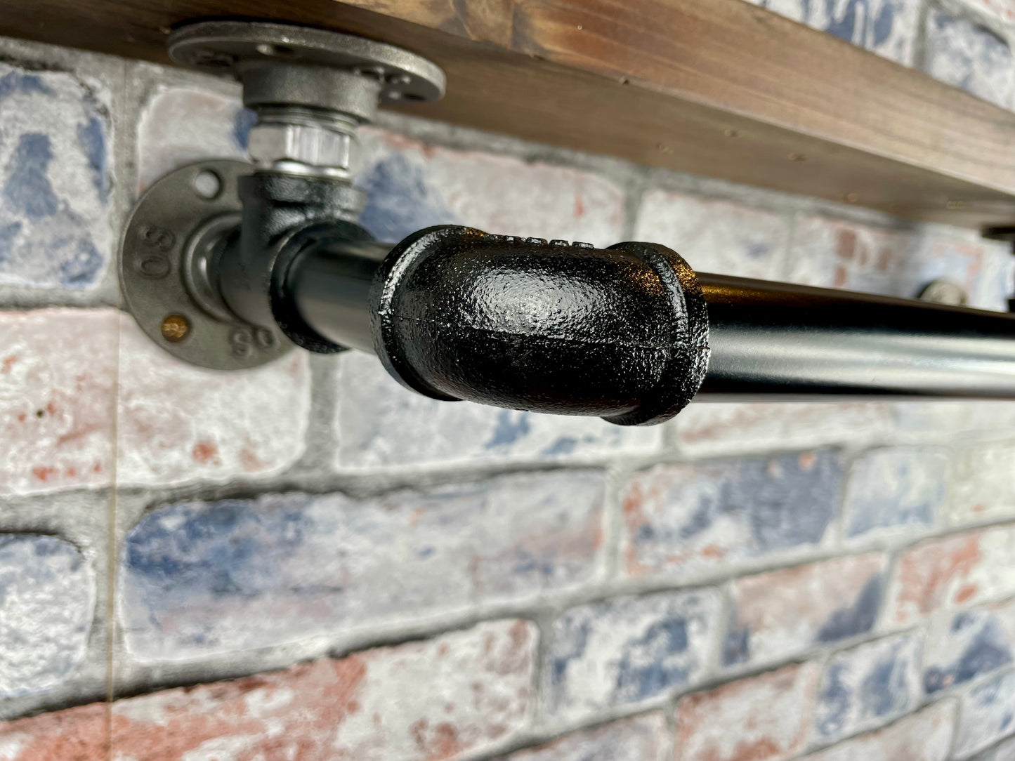 Handmade industrial style clothing rail with shelf.
Made from solid wood and metal industrial style pipework, this unit is perfect for industrial or loft living style bedrooms and hallways