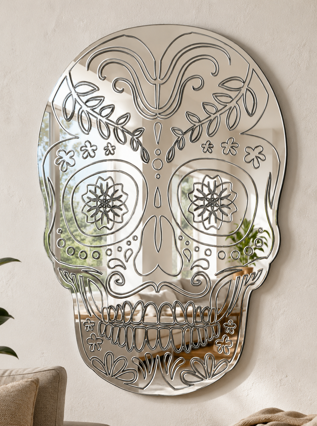 Candy Skull Leaf Acrylic Mirror

This fun and unique Candy Skull mirror makes a great addition to any room around the house.