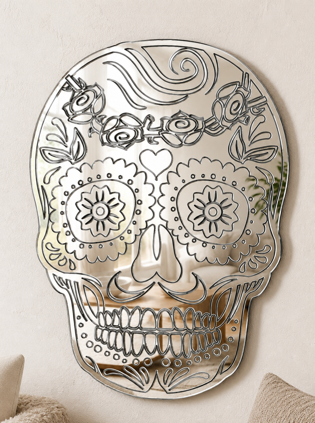 Candy Skull Rose Acrylic Mirror

This fun and unique Candy Skull mirror makes a great addition to any room around the house. 