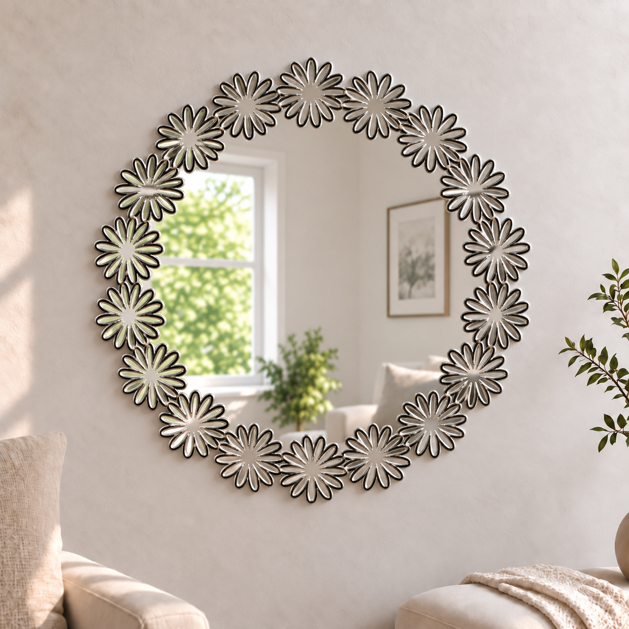 Daisy Wreath Mirror

Brighten up your home with this Daisy Wreath Mirror. Its playful design is perfect for anywhere around the home.