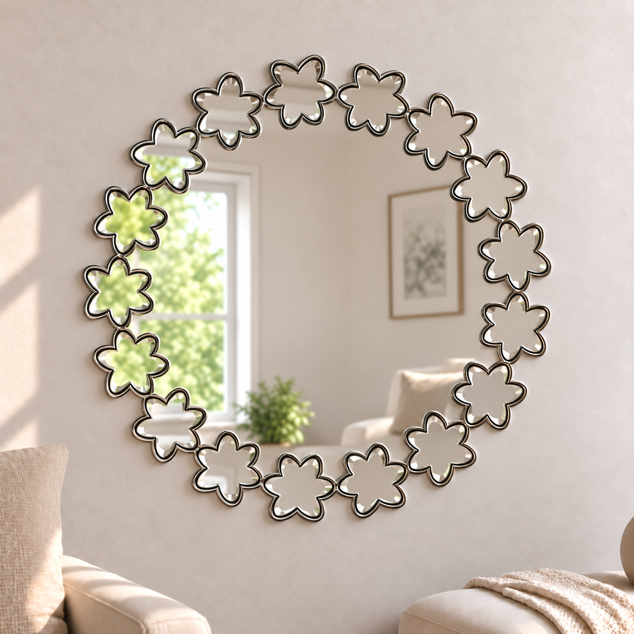 Flower Wreath Mirror

Brighten up your home with this Flower Wreath Mirror. Its playful design is perfect for anywhere around the home.