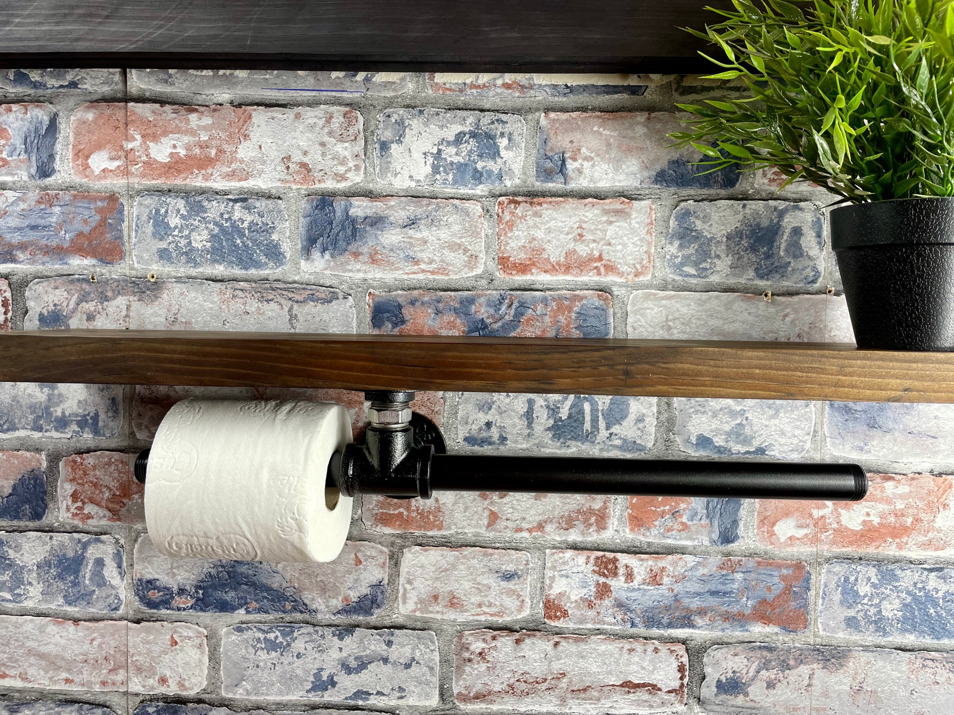 Handmade industrial style bathroom toilet roll holder &amp; towel rail.