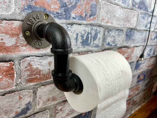 Industrial Style Pipework Angled Toilet Roll Holder Handmade by Splintered Furniture