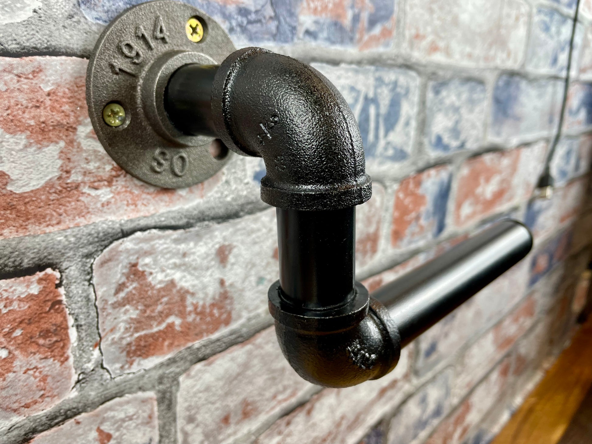 Steel Pipework Angled Toilet Roll Holder by Splintered Furniture