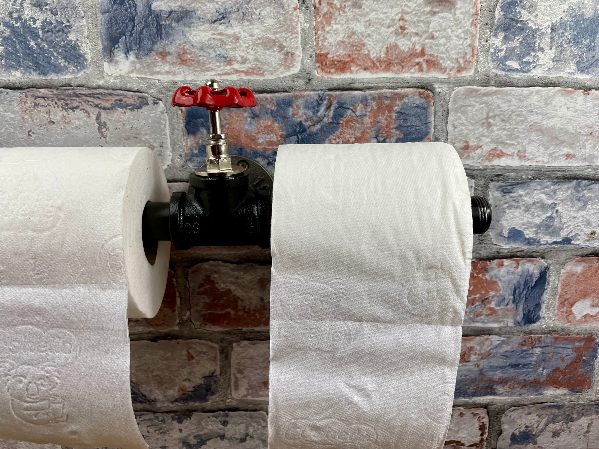 Industrial Style Pipework Double Toilet Roll Holder With Valve

Made to order industrial style metal pipework double toilet roll holder in a choice of colours. Handmade by Splintered Furniture