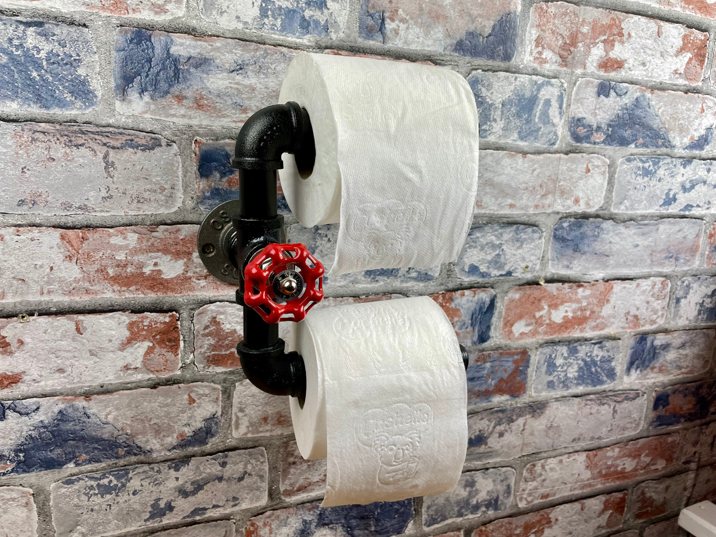 Pipework Steel Double Toilet Roll Holder With Decorative Valve