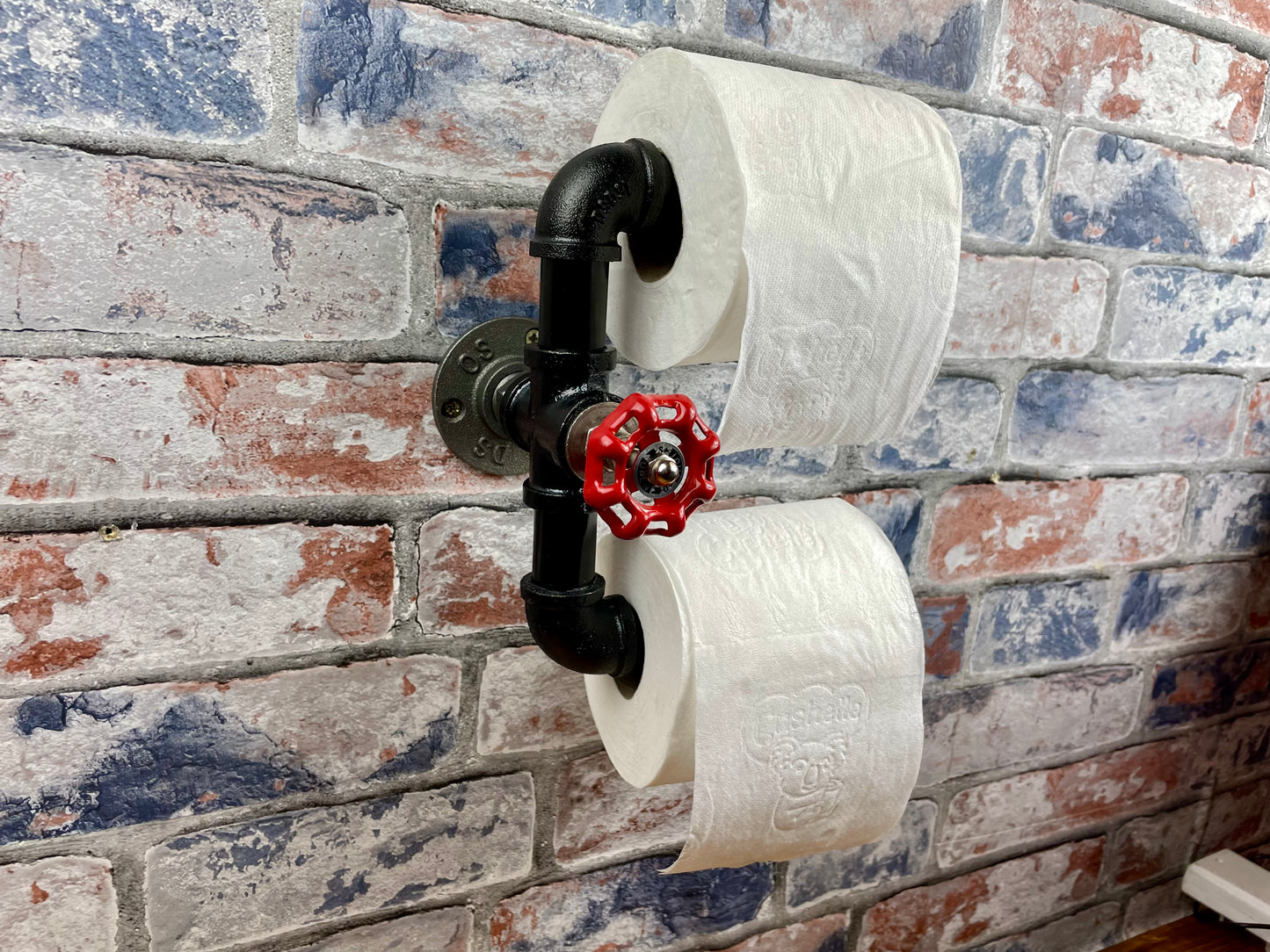 Pipework Steel Double Toilet Roll Holder With Decorative Valve