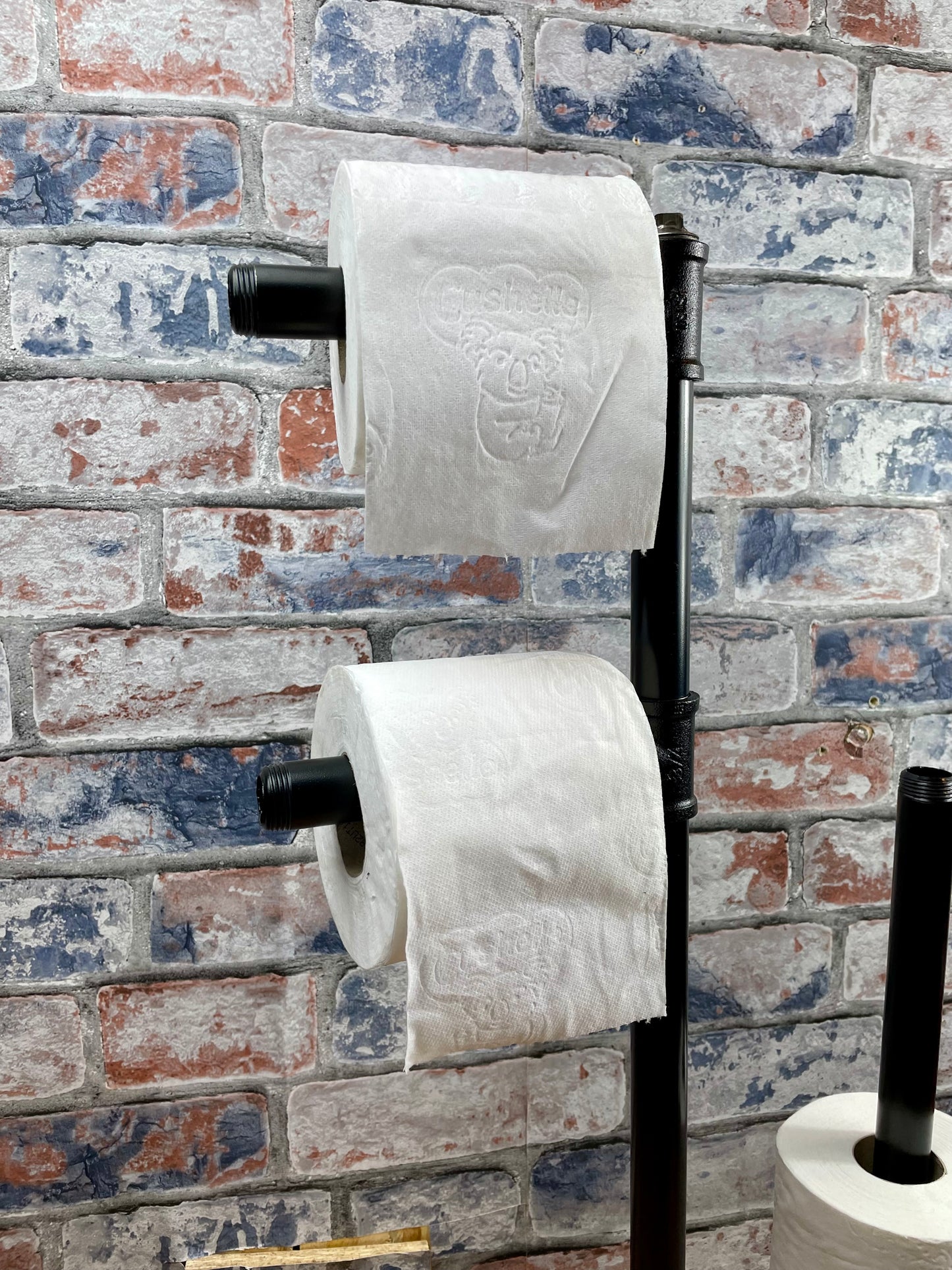 Pipework Steel Free Standing Double Toilet Roll Holder & Storage