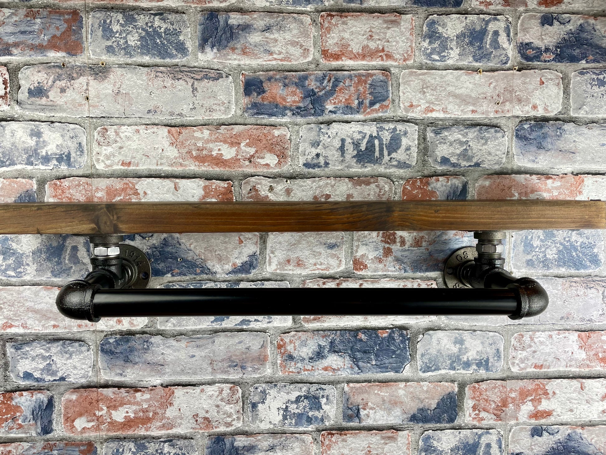 Handmade industrial style clothing rail with shelf.

Made from solid wood and metal industrial style pipework, this unit is perfect for industrial or loft living style bedrooms and hallways