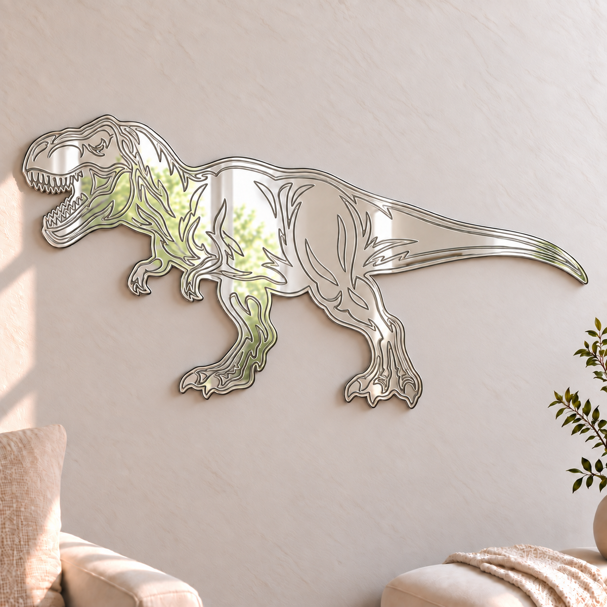 T-Rex Mirror

This fun and unique T-Rex mirror makes a great addition to any children's bedroom, playroom or play area.
