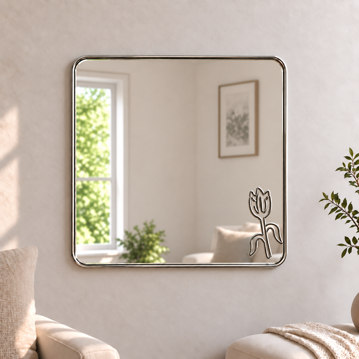 Tulip Square Mirror

Brighten up your home with this Tulip design. Its playful design is perfect for anywhere around the home.