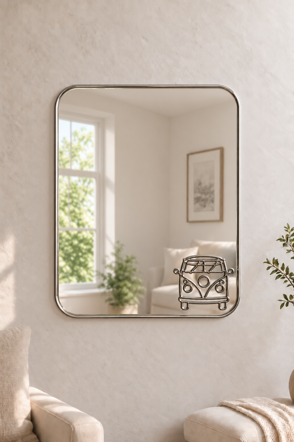 Camper Van Acrylic Mirror

Bring your favorite animal into your home decor with this square acrylic mirror with small Camper Van design. Its playful design is perfect for anywhere around the home

Made from 3mm mirrored acrylic rather than traditional glass, it is lightweight and shatter-resistant. The mirror sits flat against the wall for a clean, modern finish and is available in five sizes.